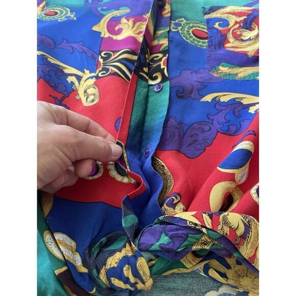 VTG TESS Colorful Abstract Floral Women’s Polyester Long Sleeves Blouse M - Picture 6 of 6